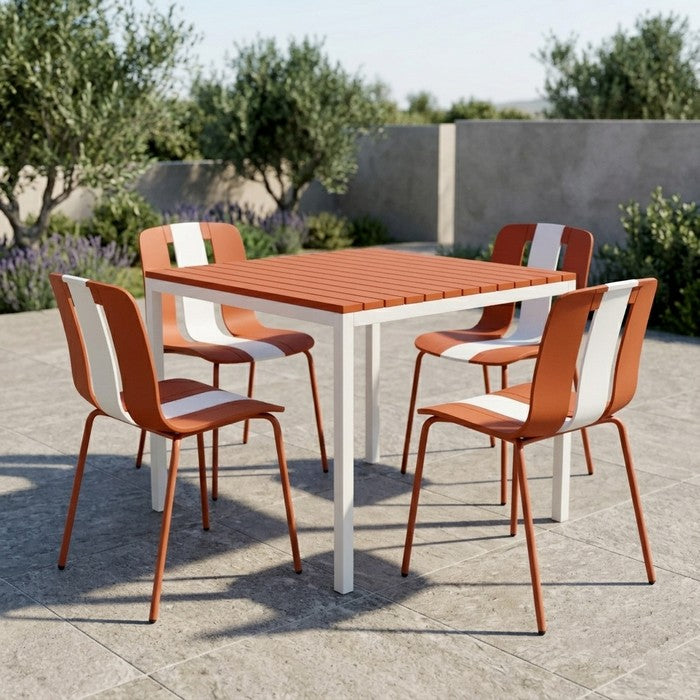 Tavolo da giardino in metallo con piano a doghe in fiberglass 80x80 cm - Summer