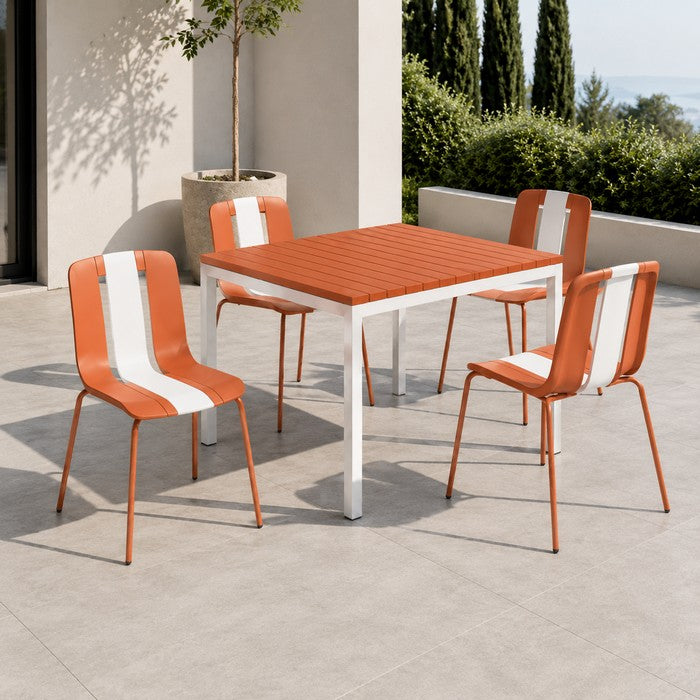 Tavolo da giardino in metallo con piano a doghe in fiberglass 80x80 cm - Summer
