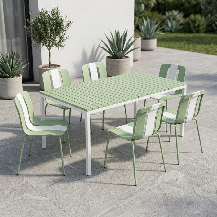 Tavolo da giardino in metallo con piano a doghe in fiberglass 160x80 cm - Summer