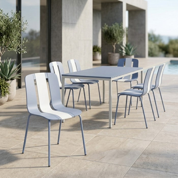 Tavolo da giardino in metallo con piano a doghe in fiberglass 160x80 cm - Summer