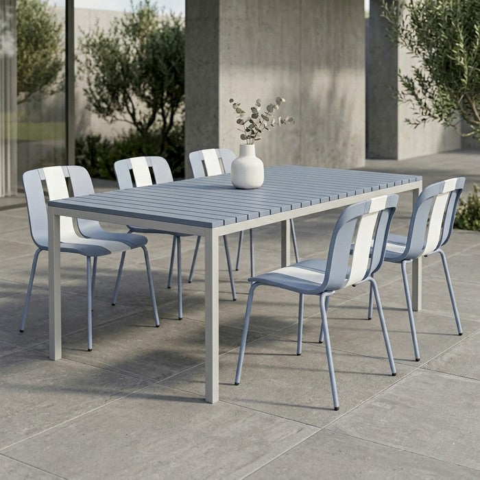 Tavolo da giardino in metallo con piano a doghe in fiberglass 160x80 cm - Summer