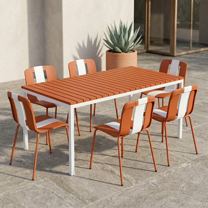Tavolo da giardino in metallo con piano a doghe in fiberglass 160x80 cm - Summer