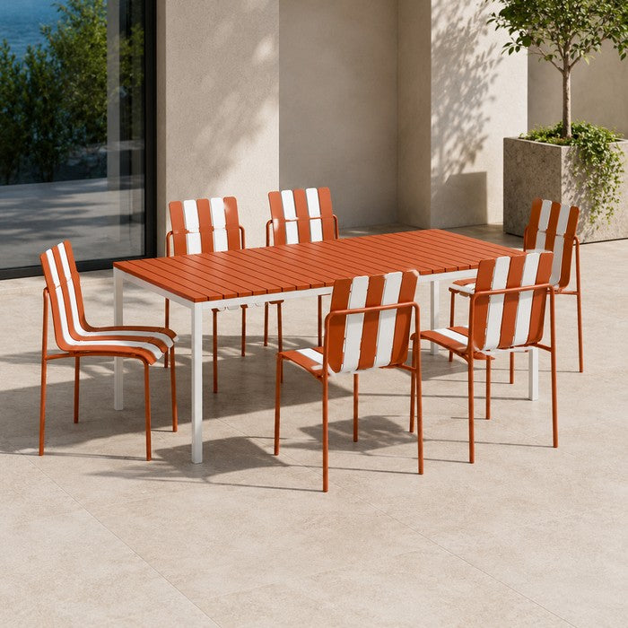 Tavolo da giardino in metallo con piano a doghe in fiberglass 160x80 cm - Summer