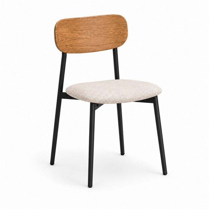 Set tavolo moderno con 4 sedie in metallo e MDF, sedute in tessuto - Emily