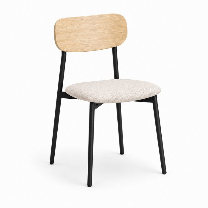 Set tavolo moderno con 4 sedie in metallo e MDF, sedute in tessuto - Emily