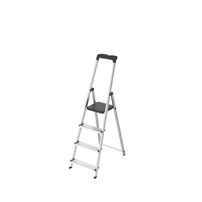 Scala in alluminio autobloccante con porta-oggetti