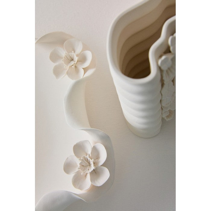 Ciotola decorativa in ceramica smaltata con fiori 32 cm - Minde
