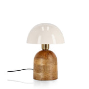 Lampada da tavolo con paralume in metallo e base in legno di mango - Donya