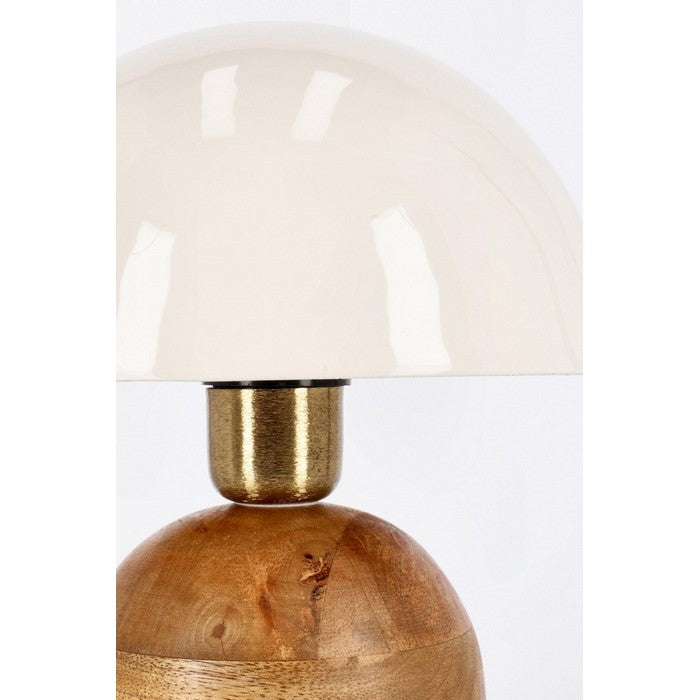 Lampada da tavolo con paralume in metallo e base in legno di mango - Donya