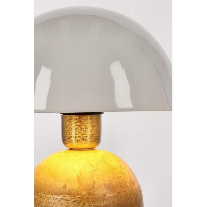 Lampada da tavolo con paralume in metallo e base in legno di mango - Donya