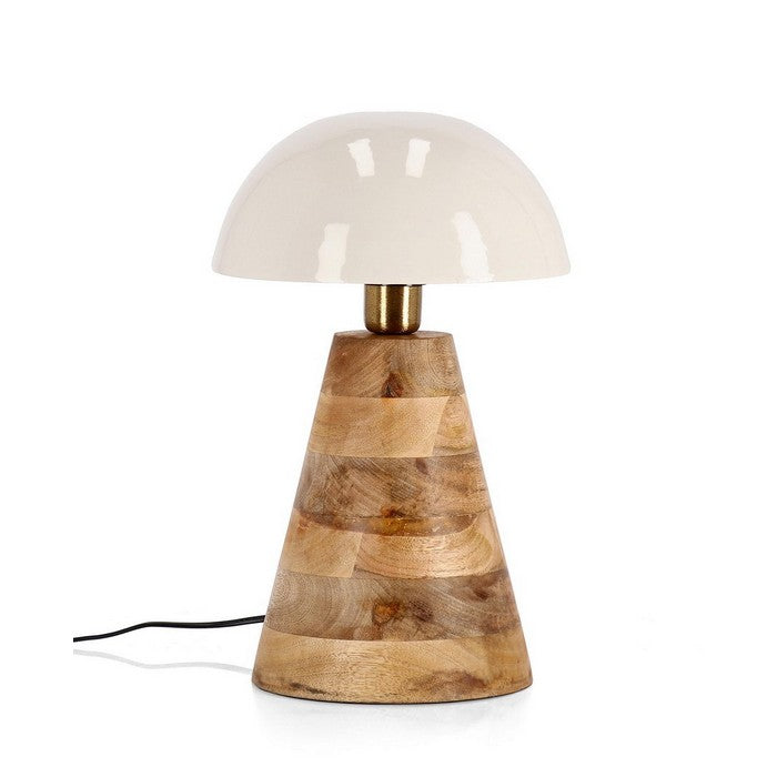 Lampada da tavolo con paralume in metallo e base in legno di mango - Donya
