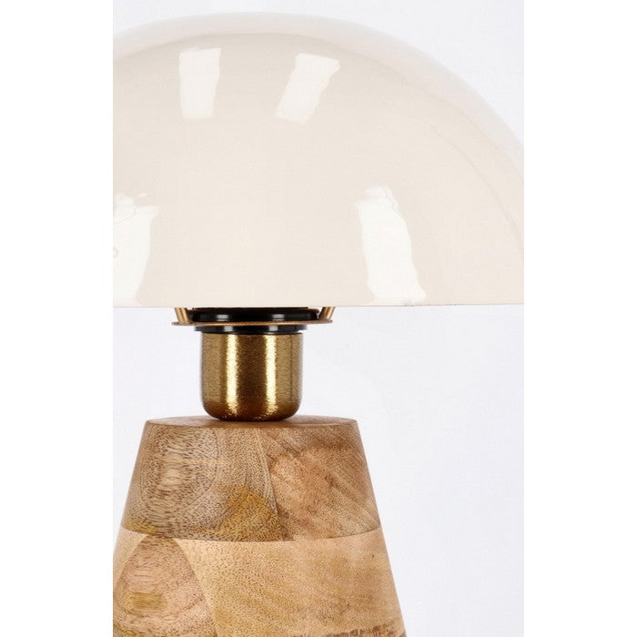Lampada da tavolo con paralume in metallo e base in legno di mango - Donya