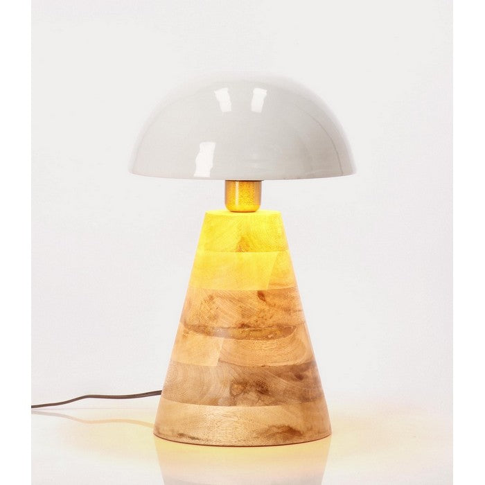 Lampada da tavolo con paralume in metallo e base in legno di mango - Donya
