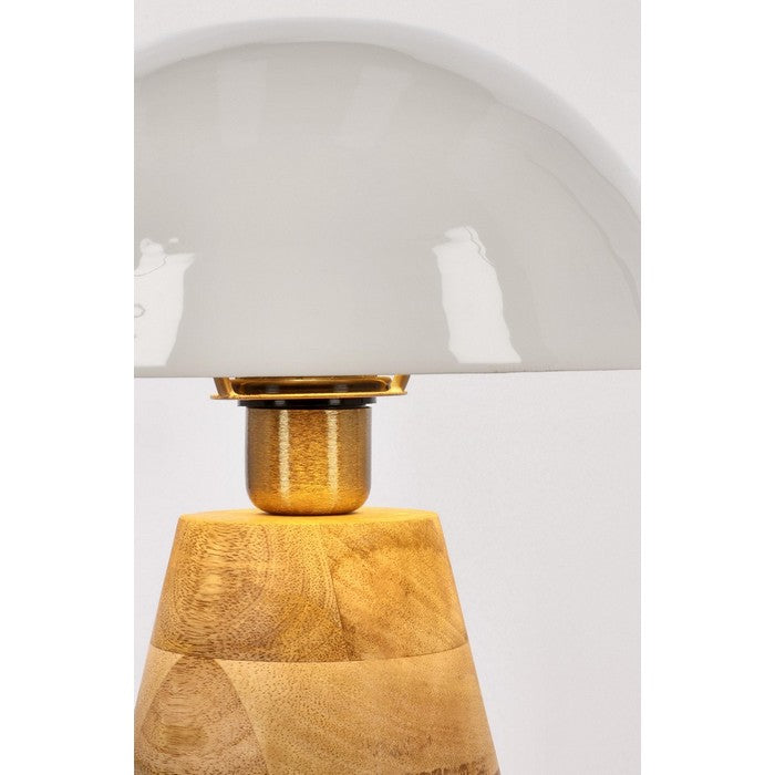 Lampada da tavolo con paralume in metallo e base in legno di mango - Donya