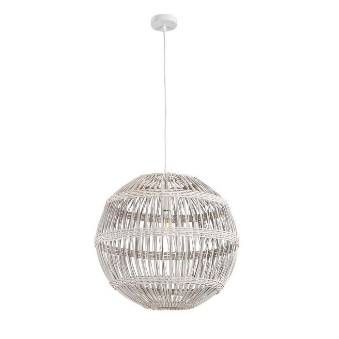 Lampadario tondo in rattan bianco 50 cm - Praia