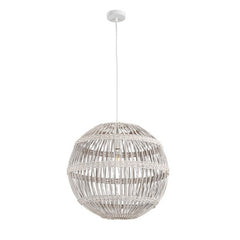 Lampadario tondo in rattan bianco 50 cm - Praia