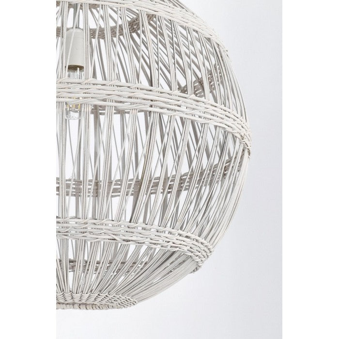 Lampadario tondo in rattan bianco 50 cm - Praia