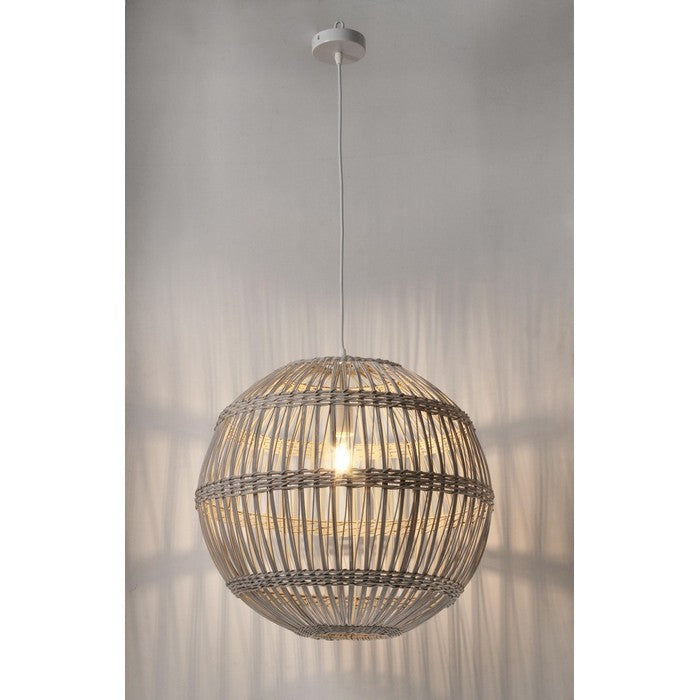 Lampadario tondo in rattan bianco 50 cm - Praia