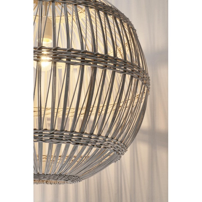 Lampadario tondo in rattan bianco 50 cm - Praia