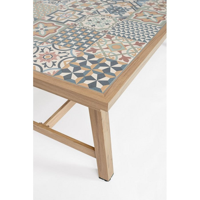 Tavolo rettangolare in alluminio allungabile, effetto legno con mattonelle 212-285x106 cm - Kalimera