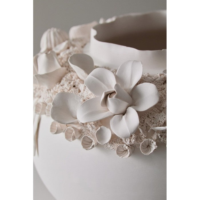 Vaso in ceramica smaltata con fiori 24 cm - Minde