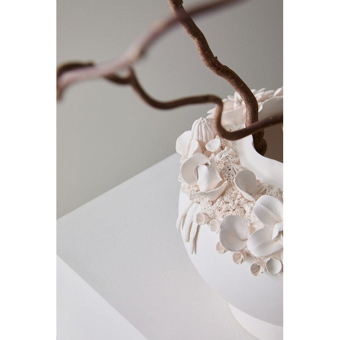 Vaso in ceramica smaltata con fiori 24 cm - Minde