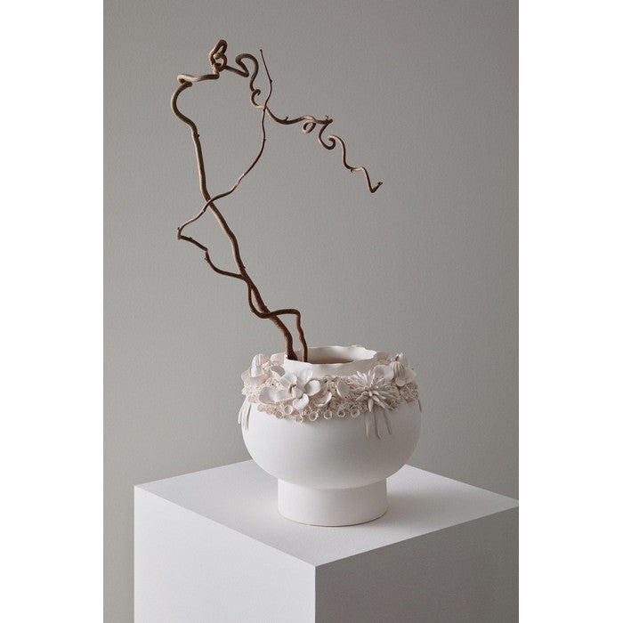 Vaso in ceramica smaltata con fiori 24 cm - Minde