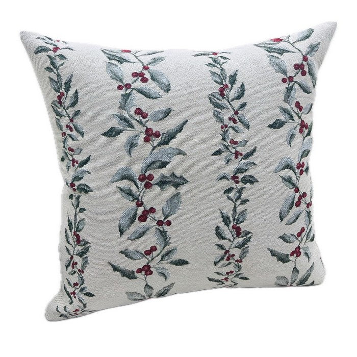 Fodera natalizia per cuscino con foglie e bacche 45x45 cm - Janele
