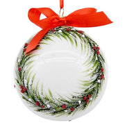Palla di Natale bianca con ghirlanda e fiocco - Coronet