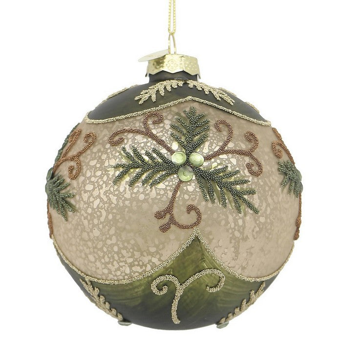 Palla di Natale con glitter, foglie e gemme - Foliage