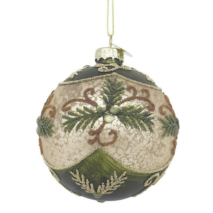Palla di Natale con glitter, foglie e gemme - Foliage