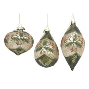 Pendaglio per decorazione natalizia in vetro con glitter, foglie e gemme - Foliage