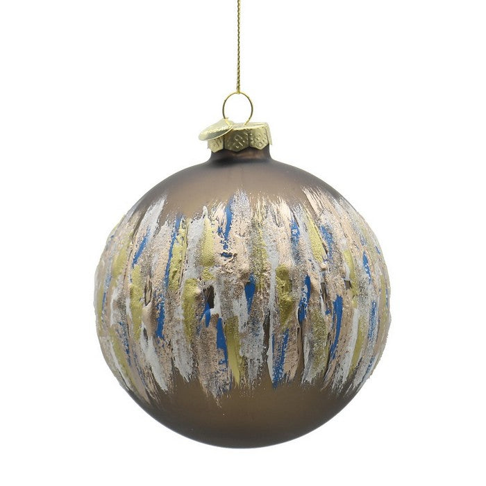 Palla di natale in vetro marrone con decoro - Painting