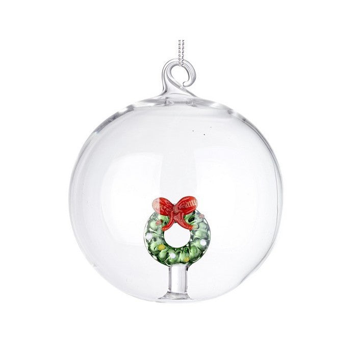 Palla di Natale in vetro con corona 8 cm - Flare