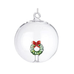Palla di Natale in vetro con corona 8 cm - Flare