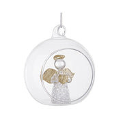 Palla di Natale in vetro aperta con angelo 8 cm - Mya