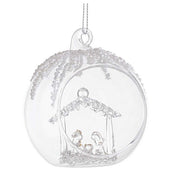 Palla di Natale in vetro aperta con natività 8 cm - Jeliel