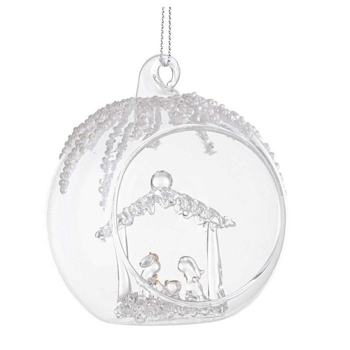 Palla di Natale in vetro aperta con natività 8 cm - Jeliel