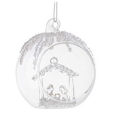 Palla di Natale in vetro aperta con natività 8 cm - Jeliel
