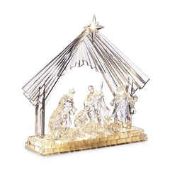 Decorazione natività in acrilico con capanna e LED 33 cm - Silky