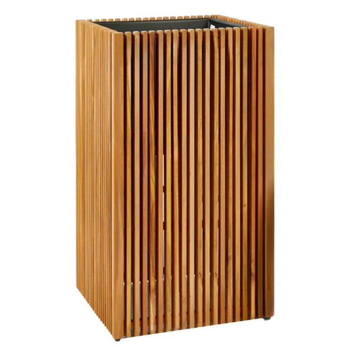 Fioriera quadrata alta a listelli in legno - Lisa