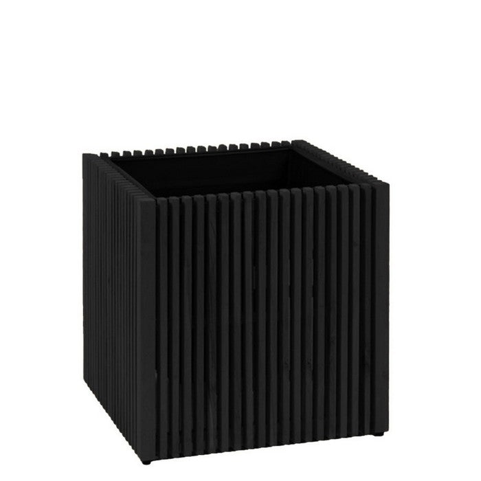 Fioriera quadrata bassa a listelli in legno - Lisa