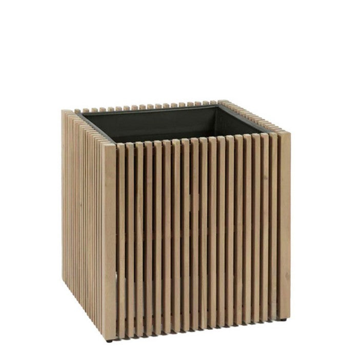 Fioriera quadrata bassa a listelli in legno - Lisa