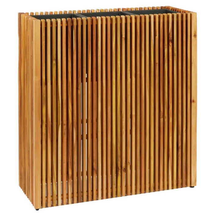 Fioriera rettangolare alta a listelli in legno - Lisa