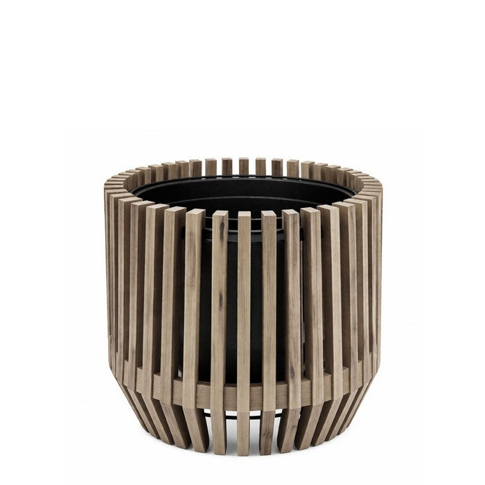 Fioriera tonda bassa a listelli in legno - Lisa