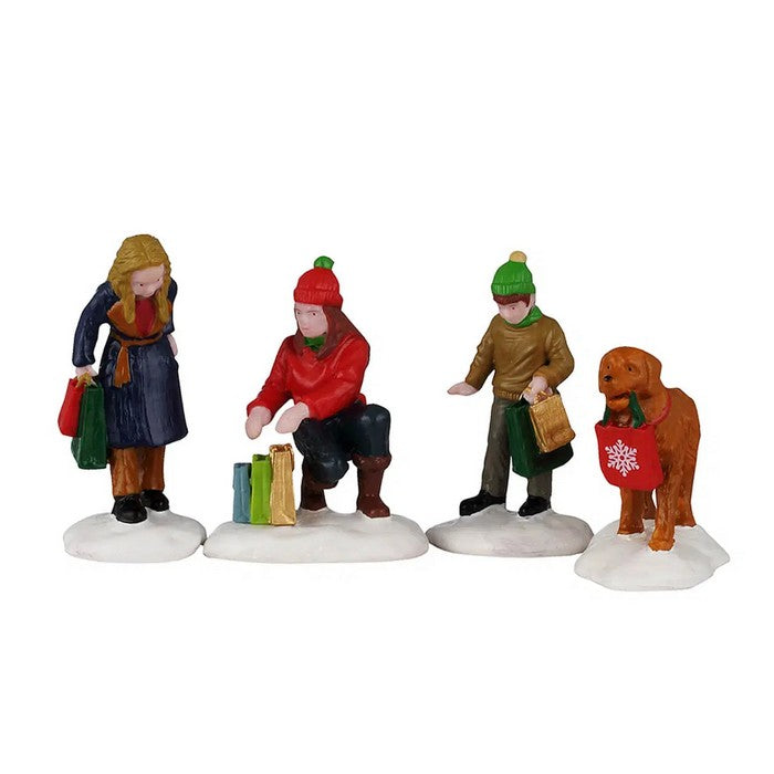 Personaggi con regali di natale  per villaggio natalizio