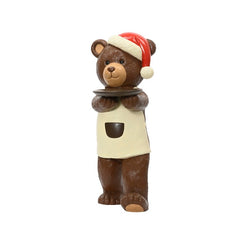 Orso per decorazione natalizia con cappello di natale e vassoio 78 cm