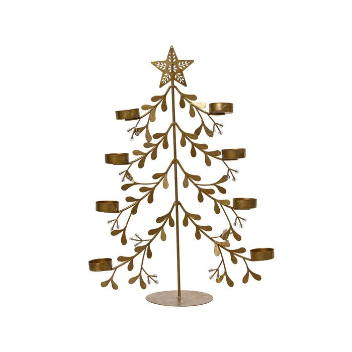 Porta candele 8 fuochi in ferro a forma di albero di natale 44 cm