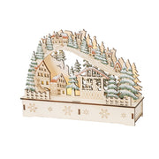 Scena natalizia in compensato con LED, villaggio natalizio 22 cm