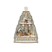 Scena natalizia in compensato con LED, albero di Natale 35 cm